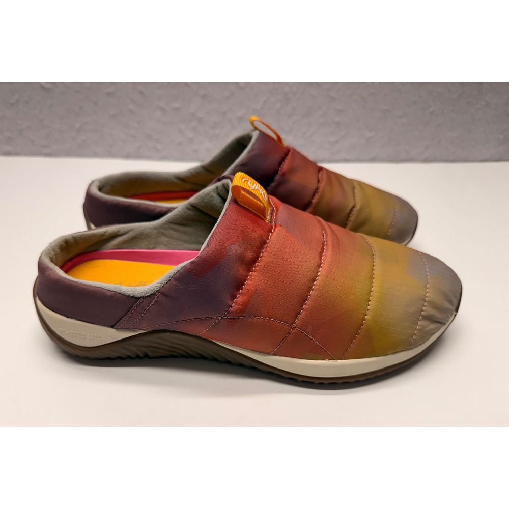Ryka Echo Puff Mules Womens 8.5 Ombre Quilted Puffer Slip On Shoes Sunset Orange